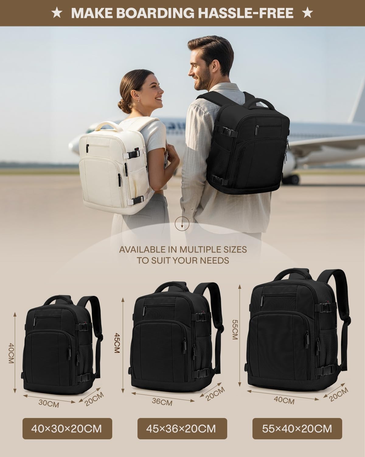 Thumbnail 6 de ZHXX Ryanair Handgepäck 40x30x20 cm – kompakter Kabinenrucksack mit 14 Zoll Laptopfach und Diebstahlsicherung