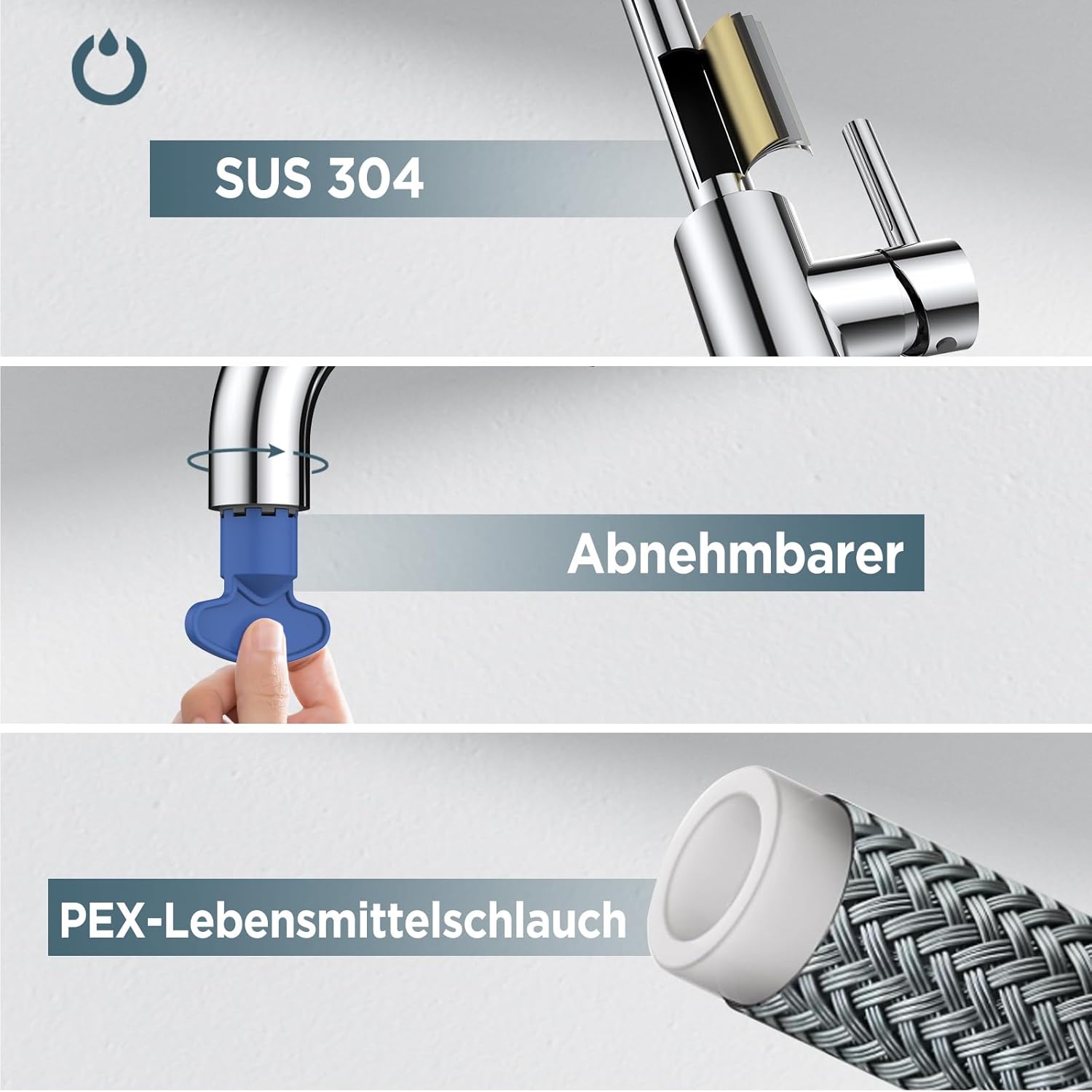 Thumbnail 3 de FORIOUS Wasserhahn Küche 360° Drehbar