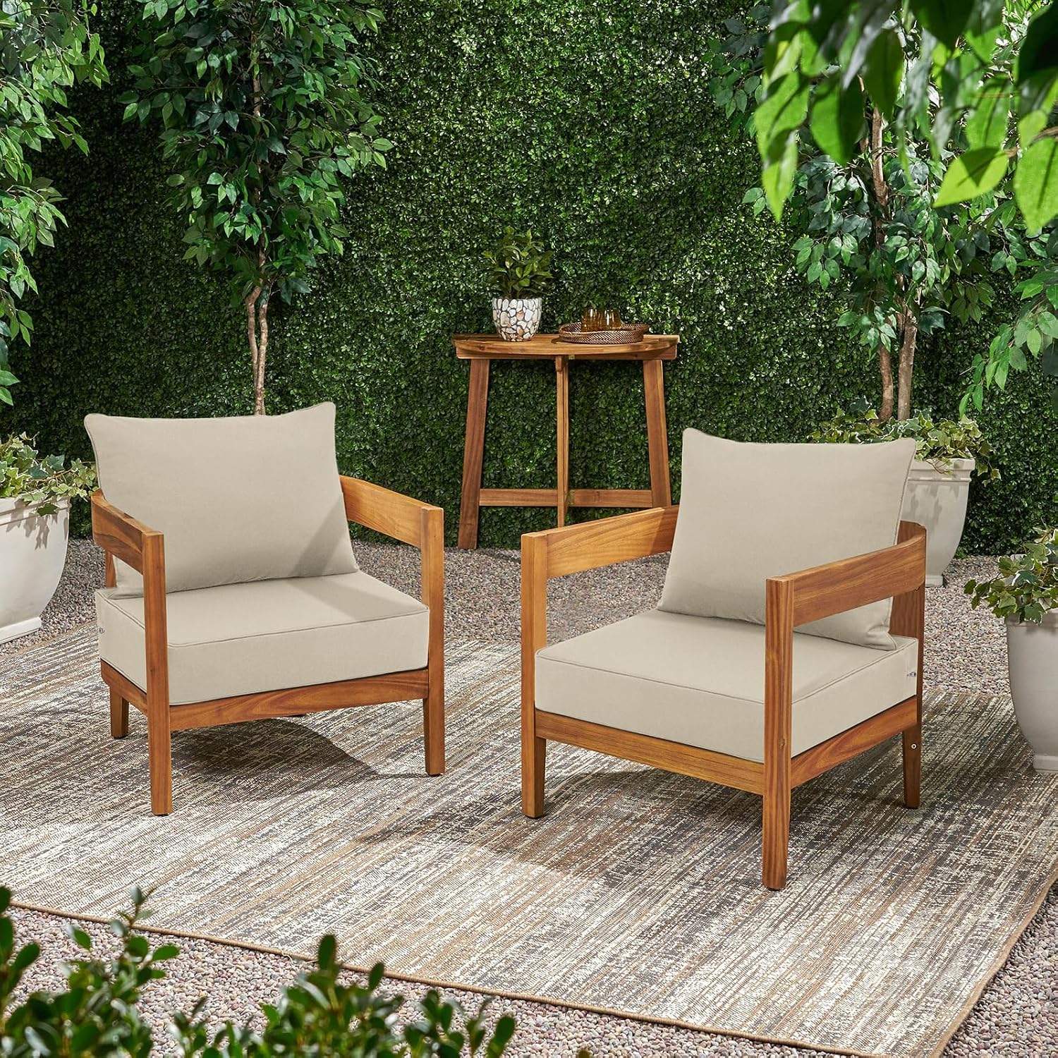 Detalle 2 de Favoyard FYA41ZD005MS24 Outdoor Cushion Set, 24-Inch Beige, Water-Resistant