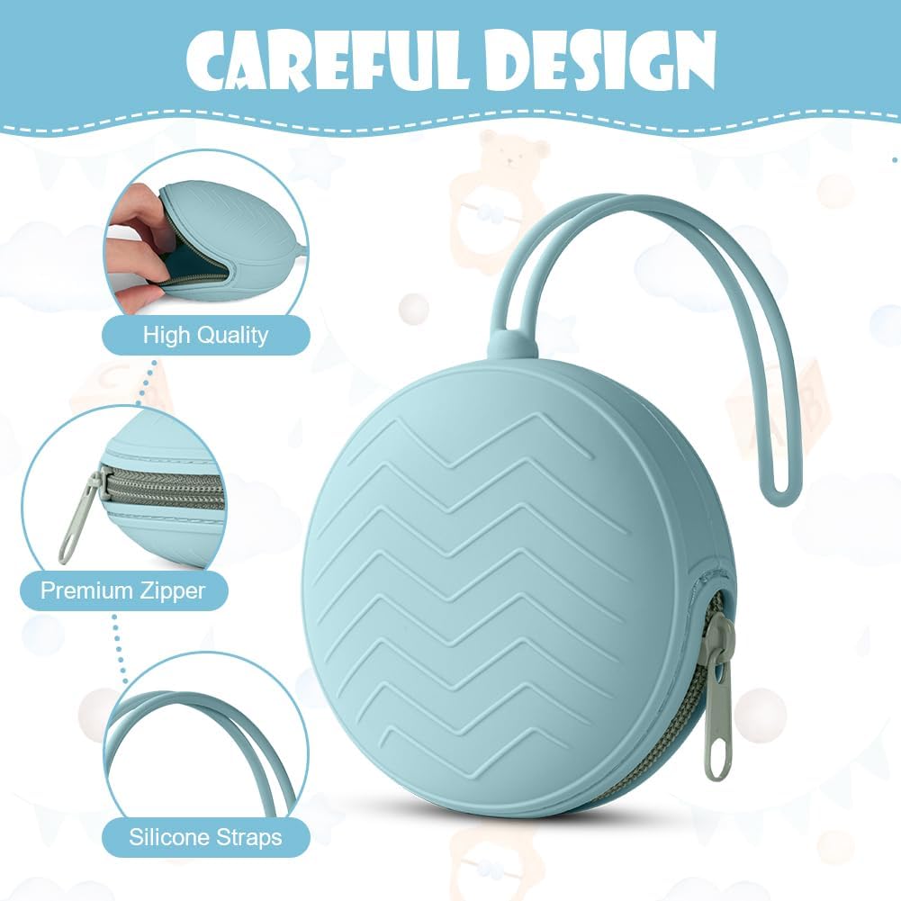 Detalle de Porta Succhietto in Silicone – Custodia Lavabile per Ciuccio, 2 Pcs, Blu Verde