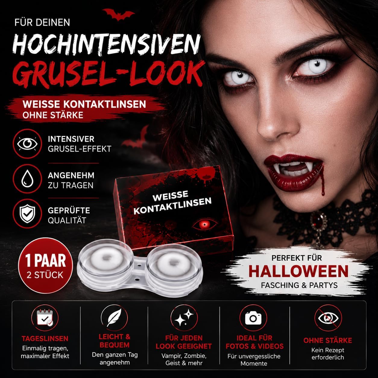 Thumbnail 6 de Costumed witte daglenzen van hydrogel, 0,00 dioptrie, 1 paar