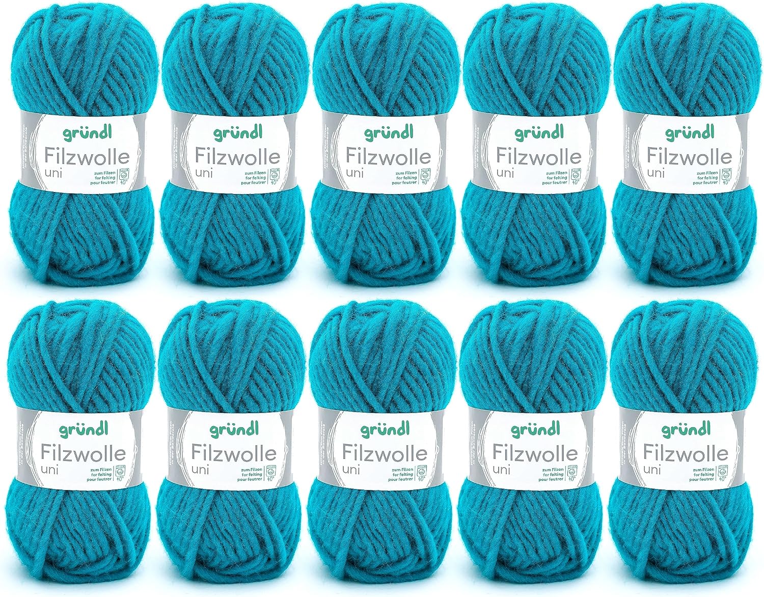 Thumbnail 4 de Gründl Uni włóczka filcowa, 10 × 50 g, 100% żywa wełna, fuksja