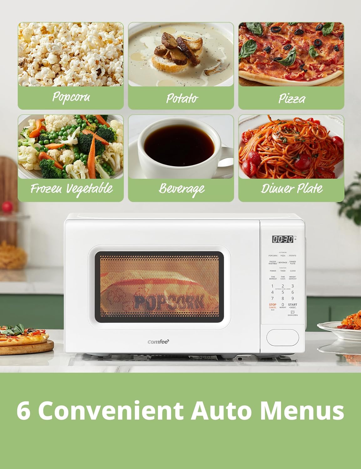 Thumbnail 1 de COMFEE CMO-C20M1WH Retro Microwave (700W) with 11 Power Levels and Multi-Stage Cooking
