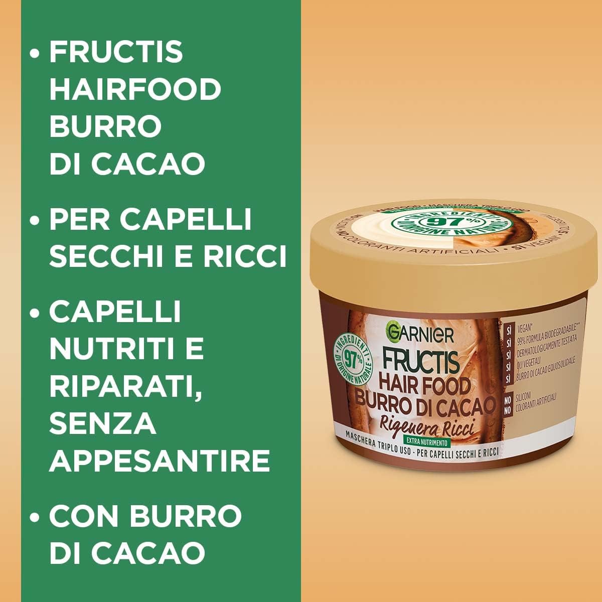 Thumbnail 1 de Garnier Fructis Hair Food Burro di Cacao – Masque nourrissant régénérant pour cheveux secs et bouclés, 390 ml (femme)