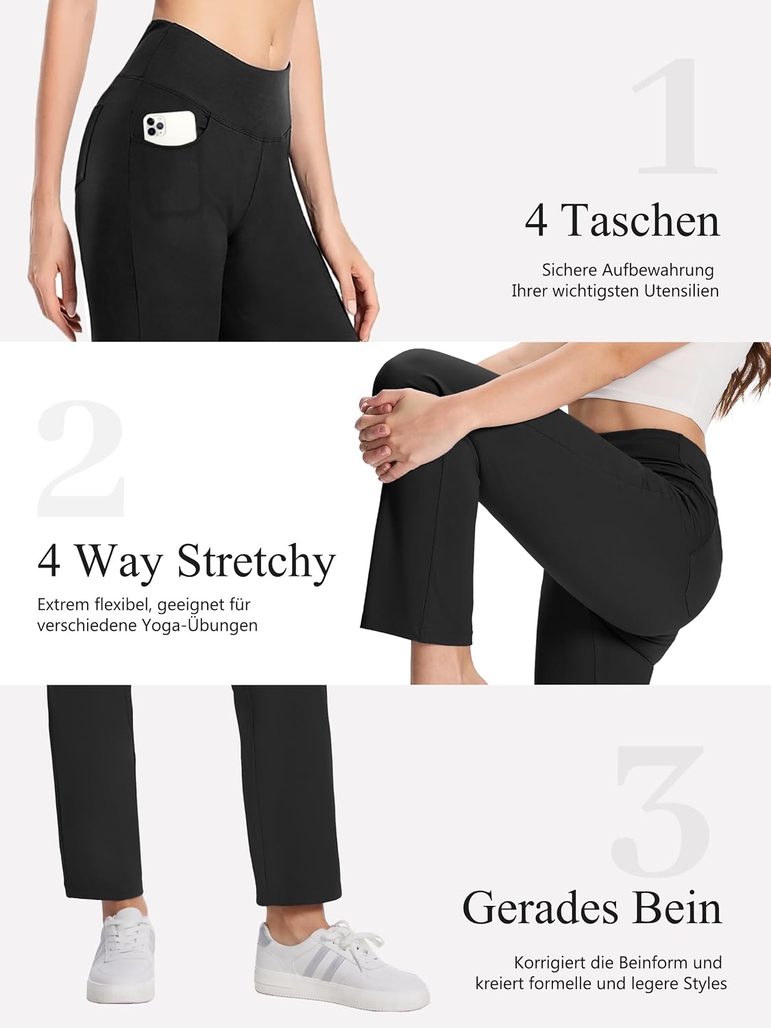 Detalle de MOVE BEYOND Pantalon de yoga bootcut et pantacourt à 4 poches pour femme