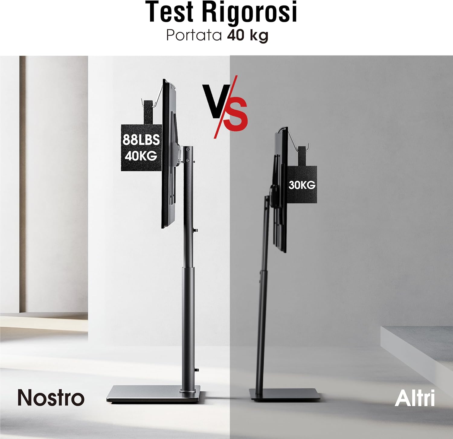Thumbnail 6 de AOKCOS Supporto TV da Pavimento inclinabile per 32–70 pollici, girevole e altezza regolabile