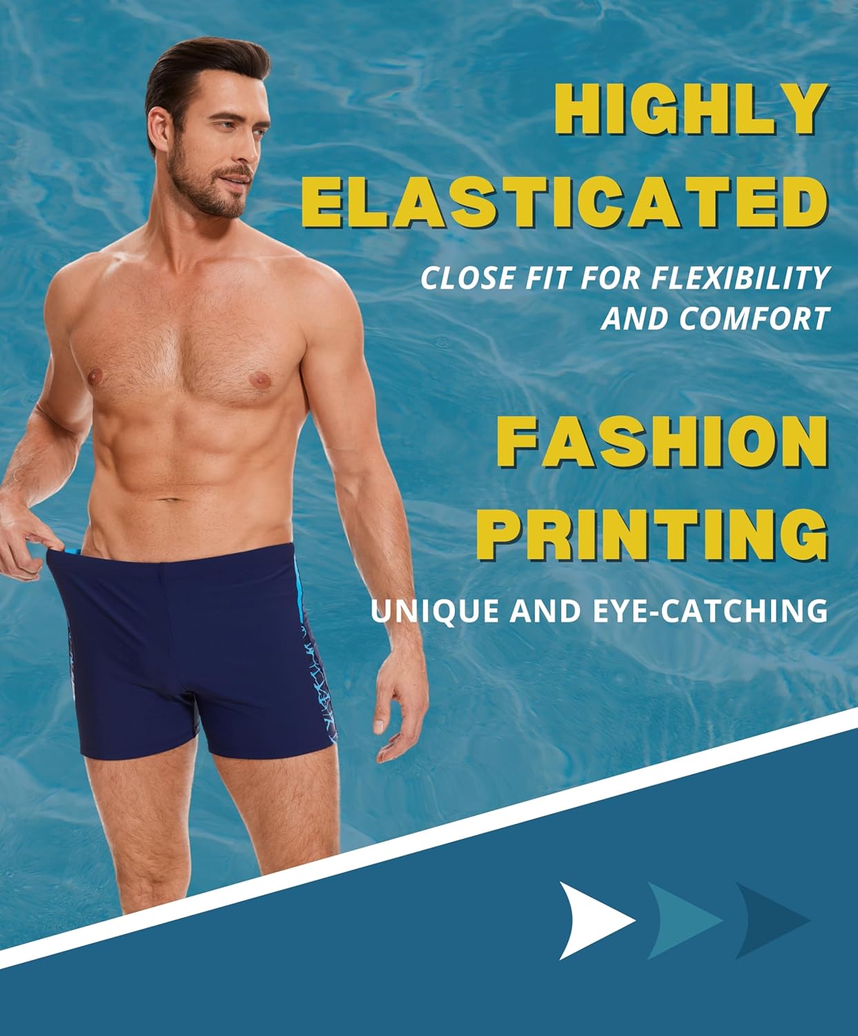 Thumbnail 3 de AMZSPORT Herren-Badehose kurz mit hydrophober Beschichtung und Kordelzug