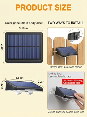 Detalle de LakiHomi Aplique Solar Exterior 4 Paquetes: Iluminación Solar LED para Jardín y Valla (3 Colores) IP65
