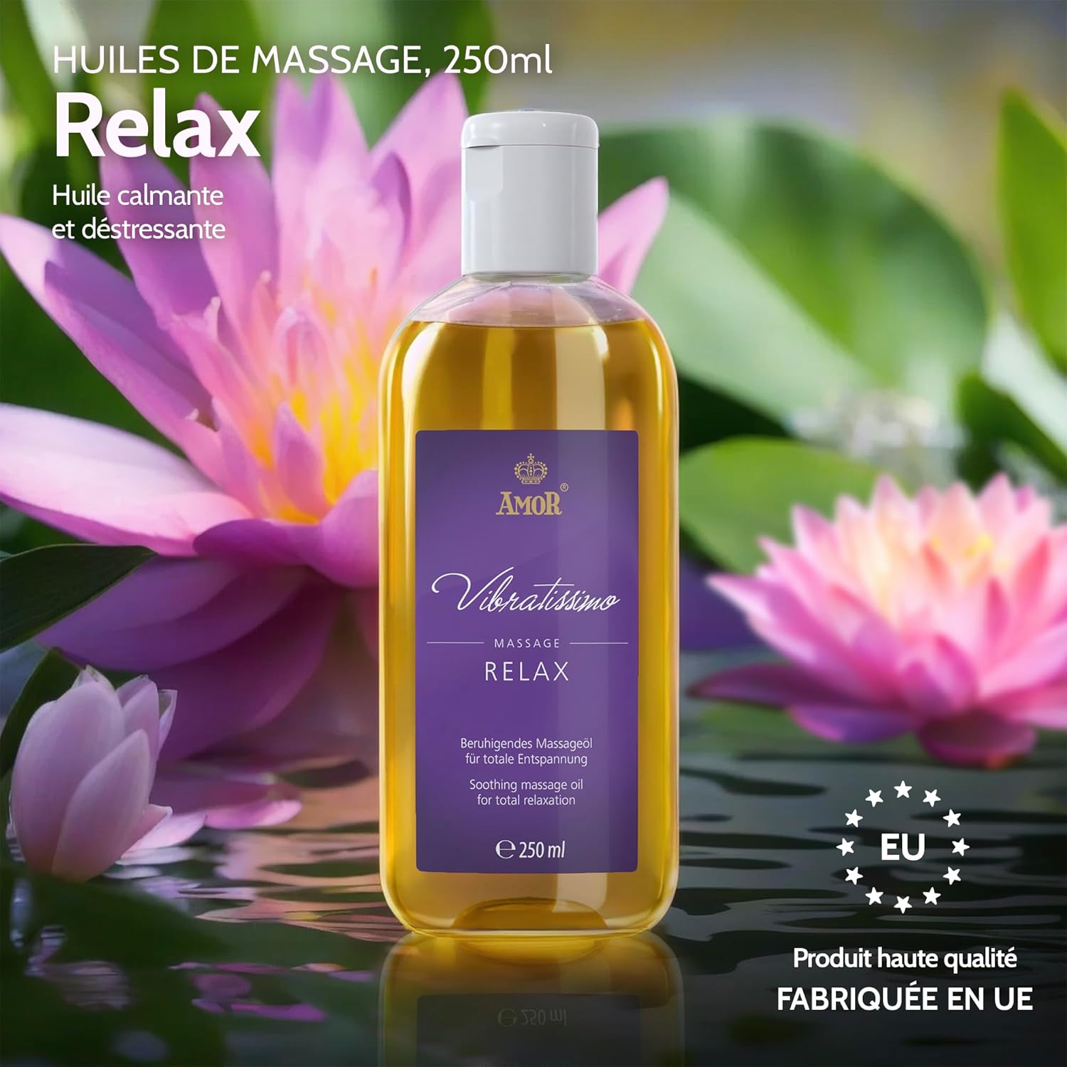 Detalle de Vibratissimo Relax 250 ml — huile de massage apaisante pour la relaxation