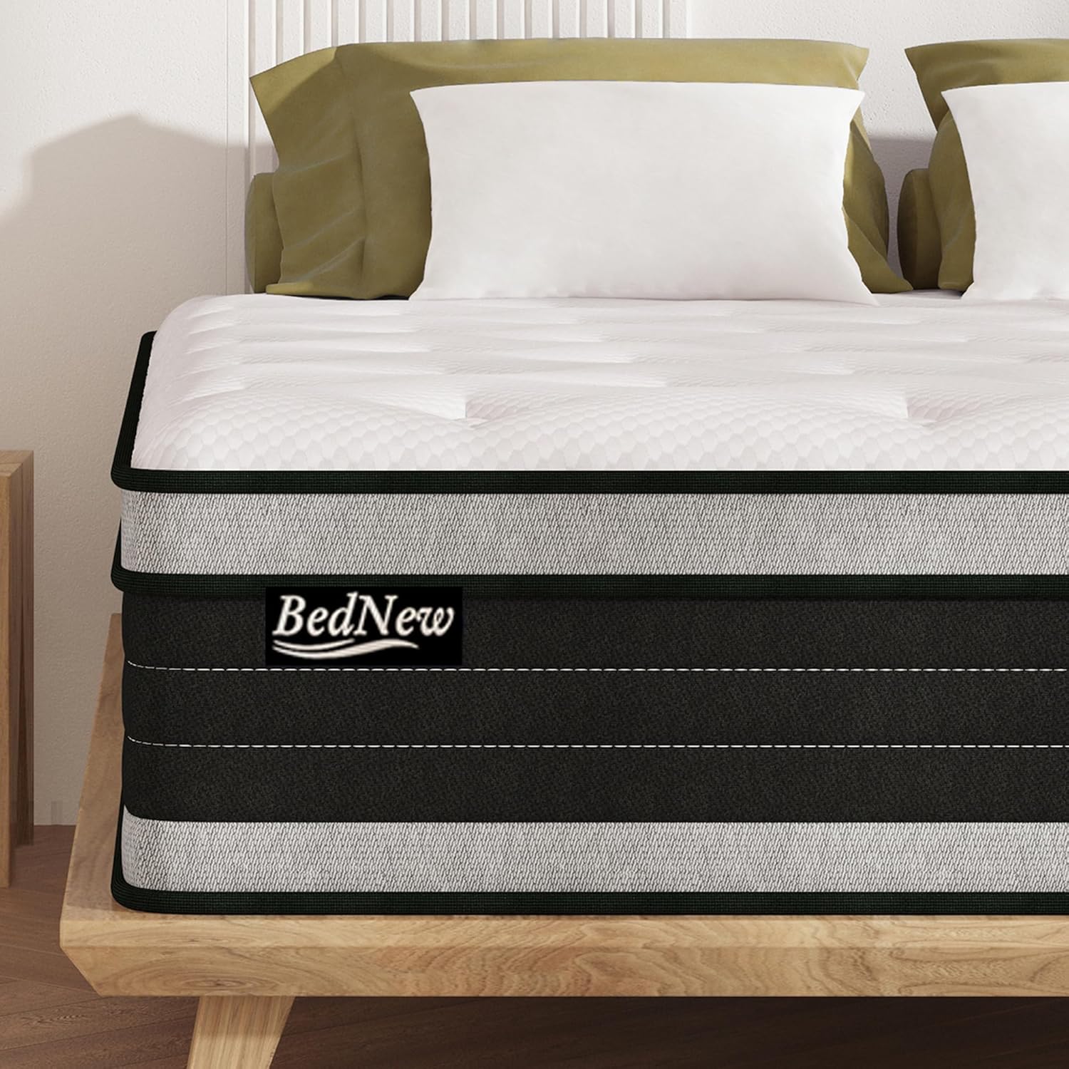 Bednew Matratze 90 x 200 cm Federkern 7-Zonen H3 (31 cm) mit Memory-Schaum & Öko-Tex