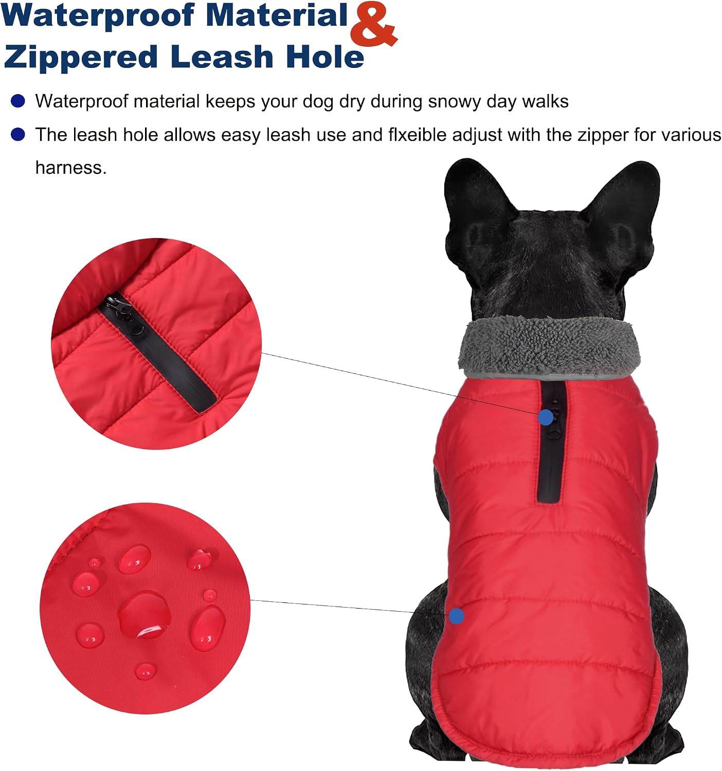 Detalle 2 de Petglad Dog Winter Coat, fleece-lined