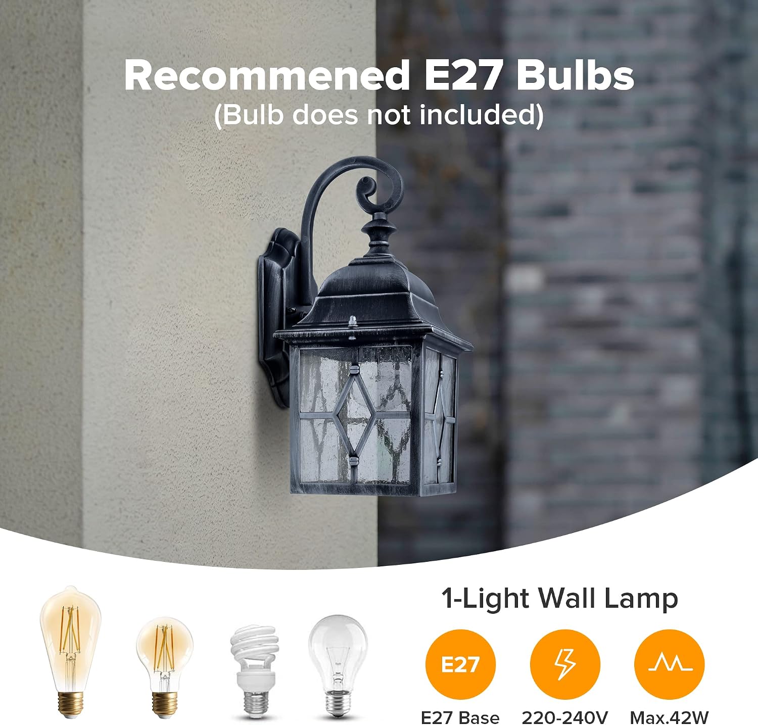 Detalle de LUTEC Vintage Wall Light IP23: Classic Aluminium Lantern for Indoor and Outdoor Use