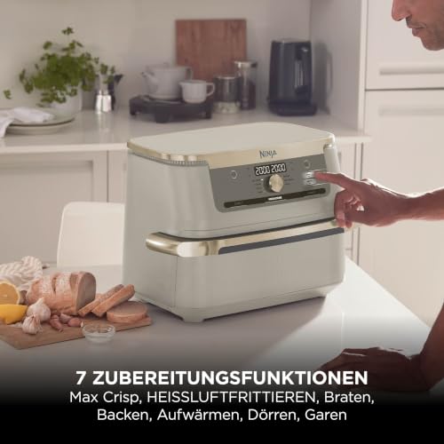 Thumbnail 10 de Ninja Foodi FlexDrawer Heißluftfritteuse 10,4 L Stone/Gold – Dual-Zone-Fritteuse für große Familien