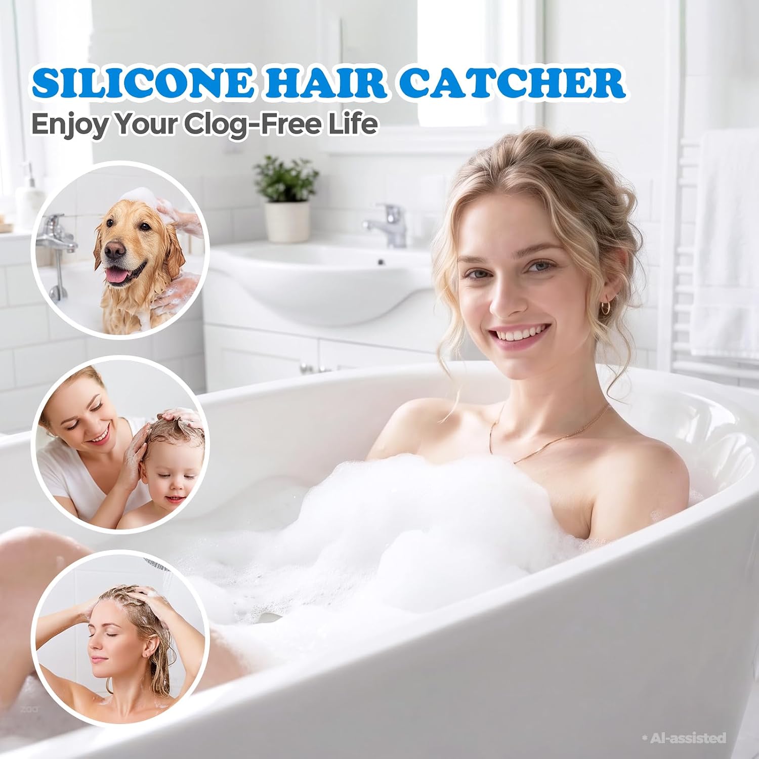 Thumbnail 6 de zaa DrainHairCatchers Shower Drain Hair Catcher, 2-Pack Gray Silicone
