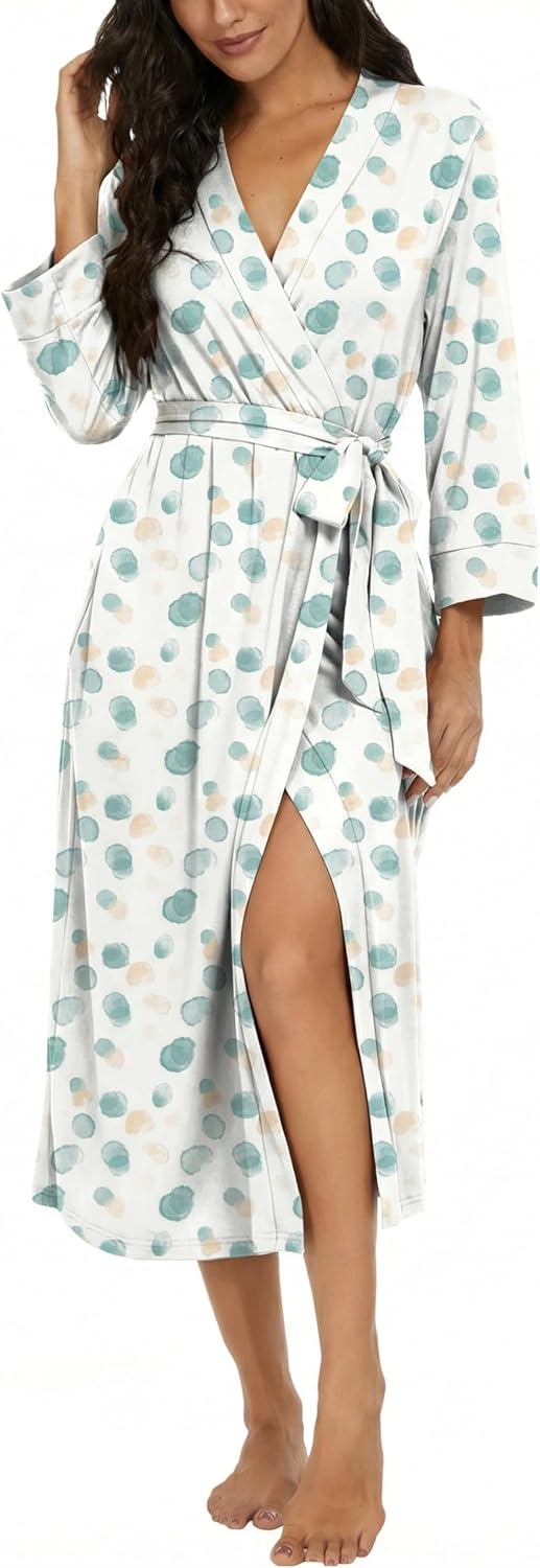 Detalle de VINTATRE Women Knit Bathrobe: Long Lightweight Bathrobe with Pockets
