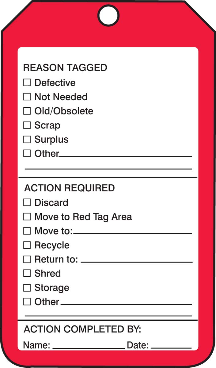 Detalle 2 de Accuform Signs MMT105CTP productiecontroletag, 5S Red Tag, rood, 25 stuks