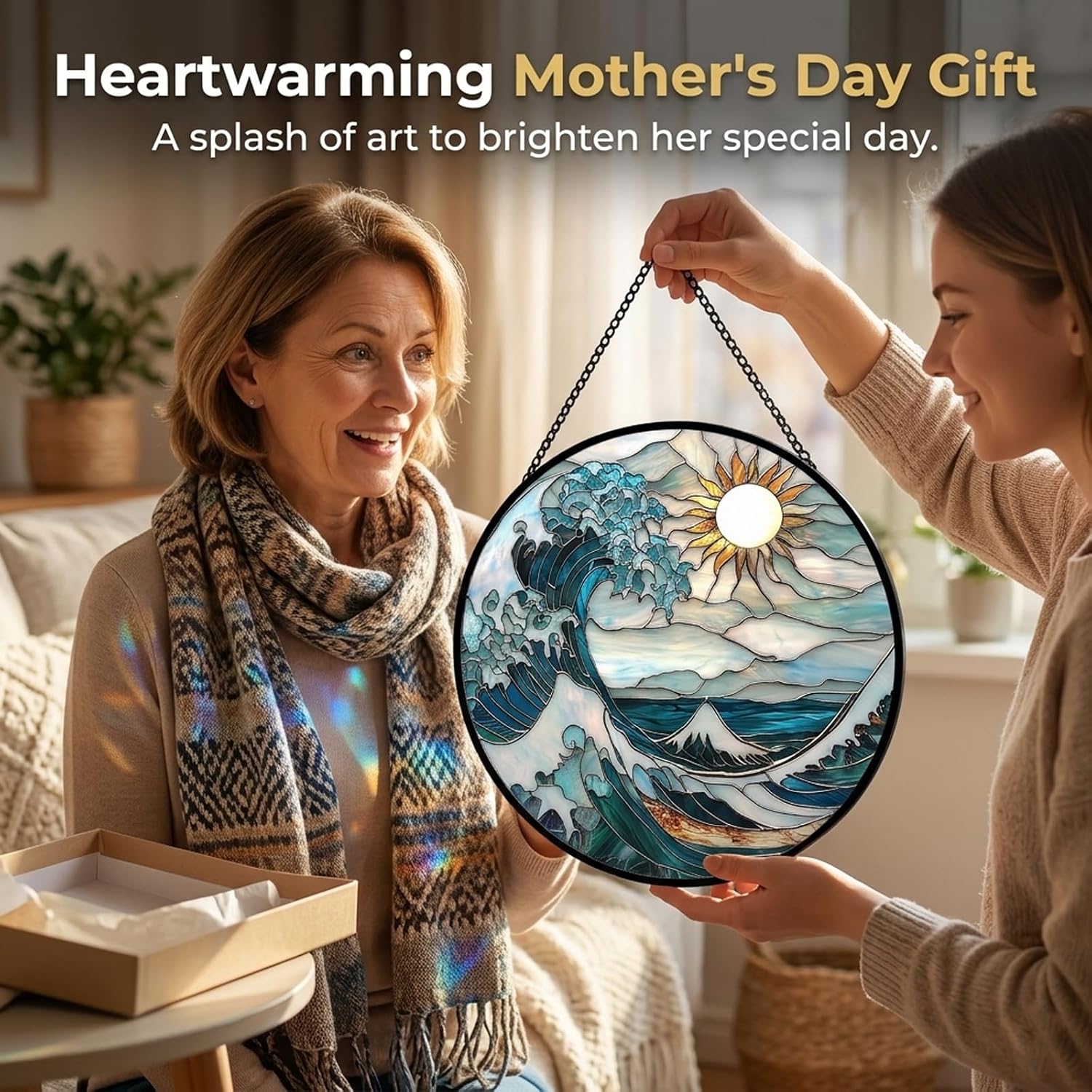 Detalle 2 de Ocean Wave and Sun Acrylic Suncatcher 7.8-inch
