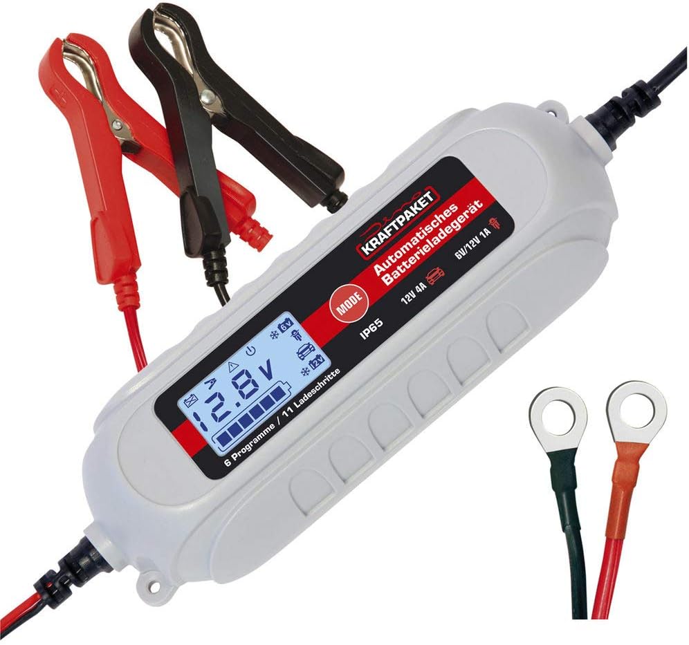 Detalle de Dino KRAFTPAKET 4A-6V/12V Intelligentes Batterieladegerät – Für Blei-Säure, GEL, Start/Stopp EFB, AGM | KFZ-Ladegerät für Auto, Motorrad, Kleintransporter, PKW, Boot