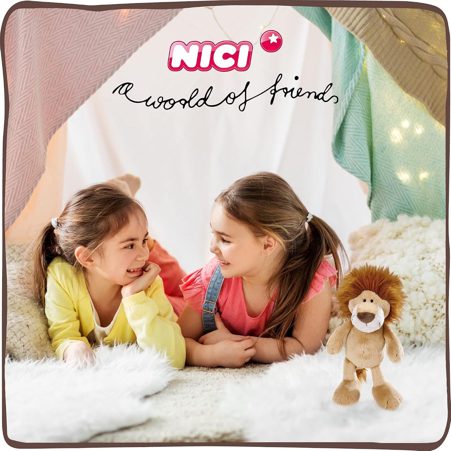 Detalle de NICI 48390 Kuscheltier Löwe (25 cm) – beiger Plüschlöwe zum Spielen, Sammeln & Kuscheln