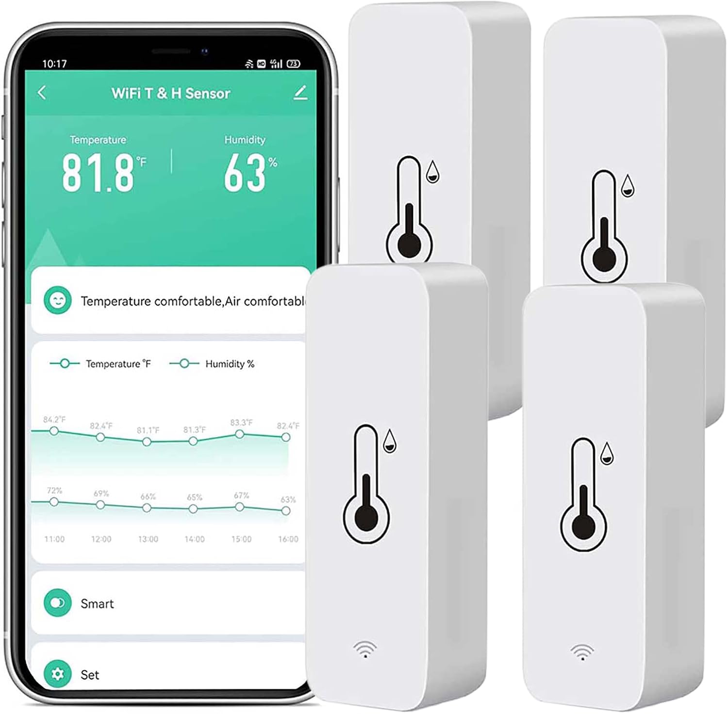 Detalle de Tuya WiFi Hygrometer Thermometer Sensor 4-pack