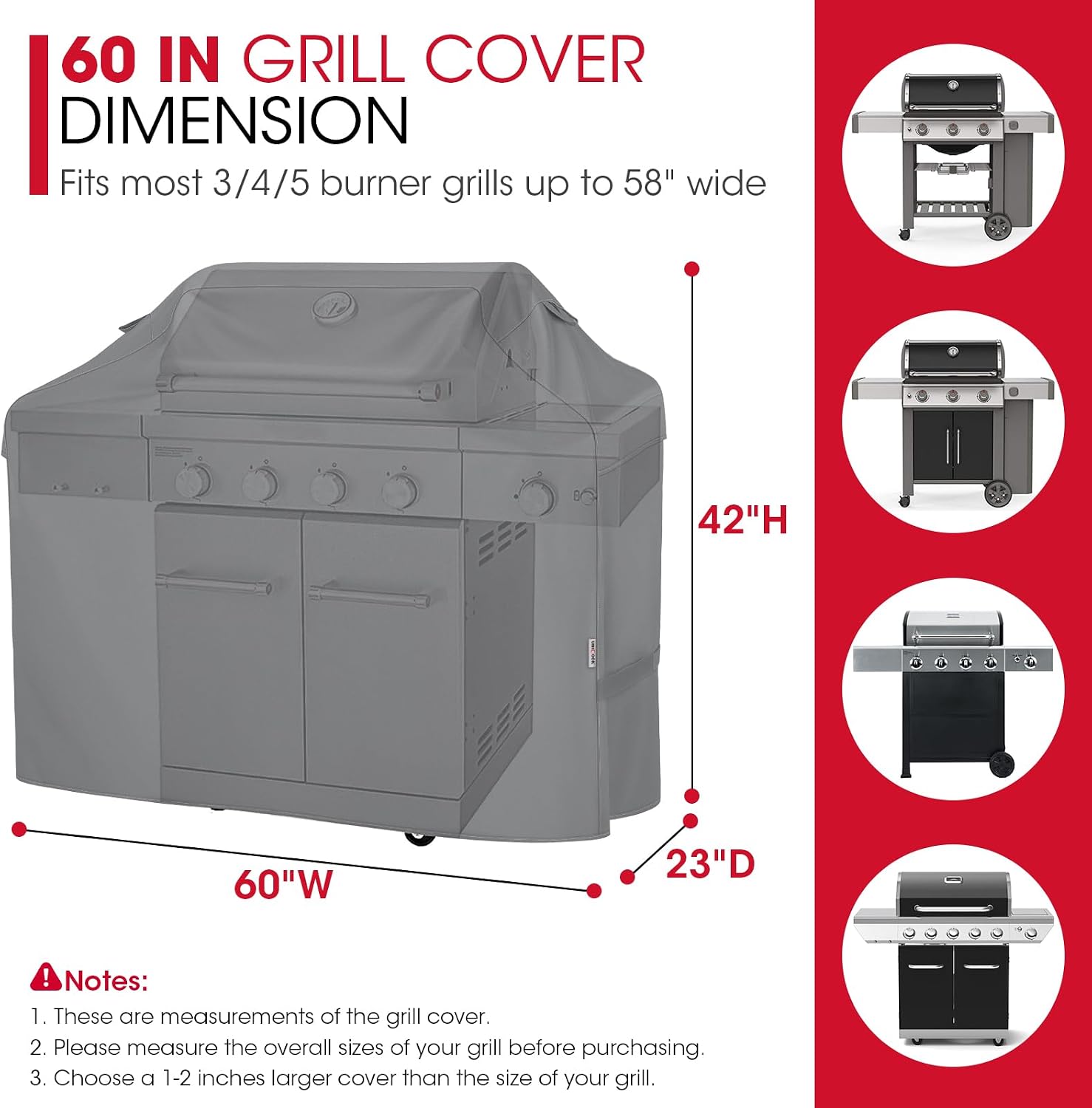 Thumbnail 1 de Unicook BBQ Grill Cover, 60-Inch