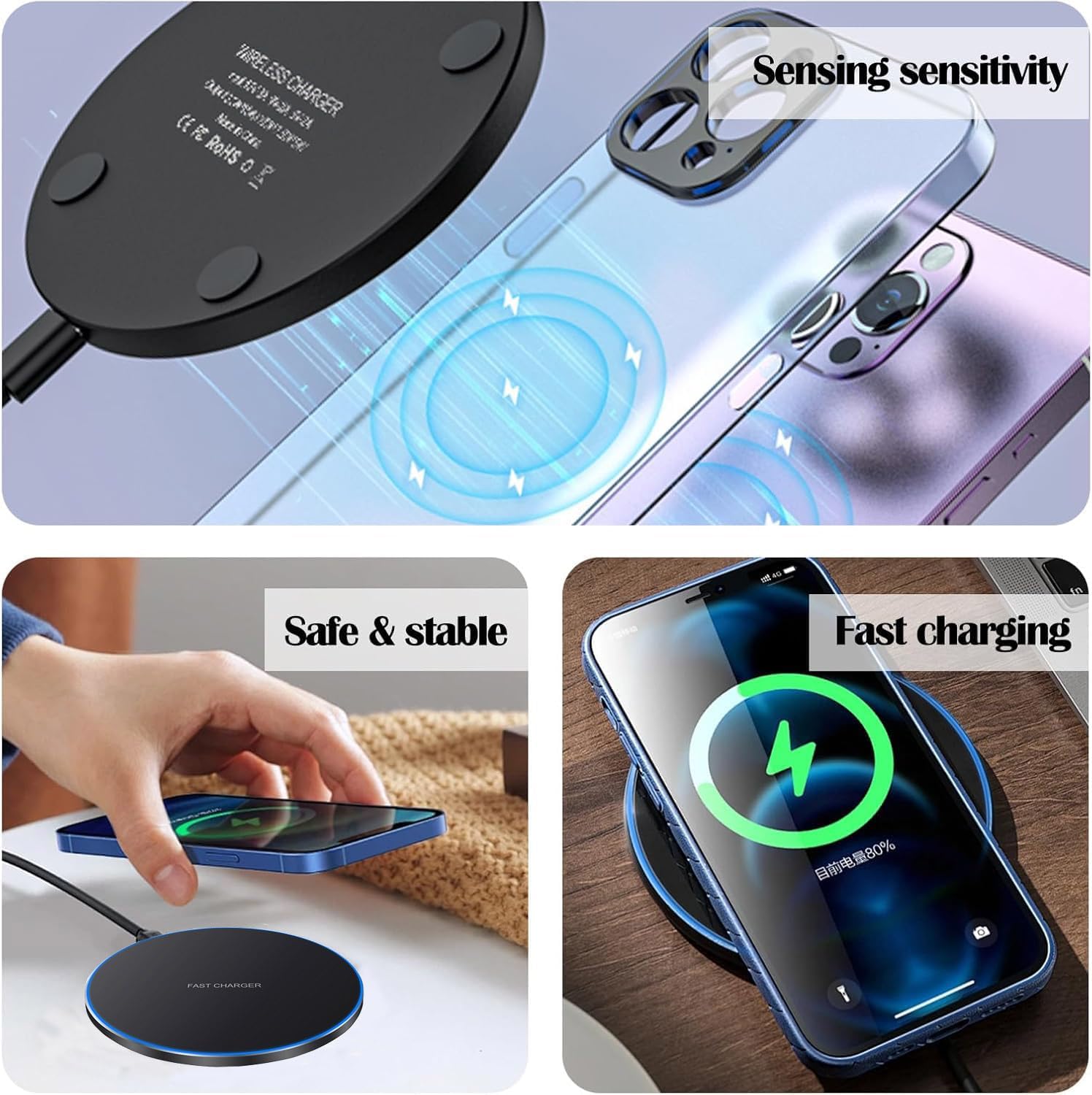 Thumbnail 2 de Wireless Charger Pad for iPhone, Galaxy, Pixel — ultra-slim 6mm charging mat