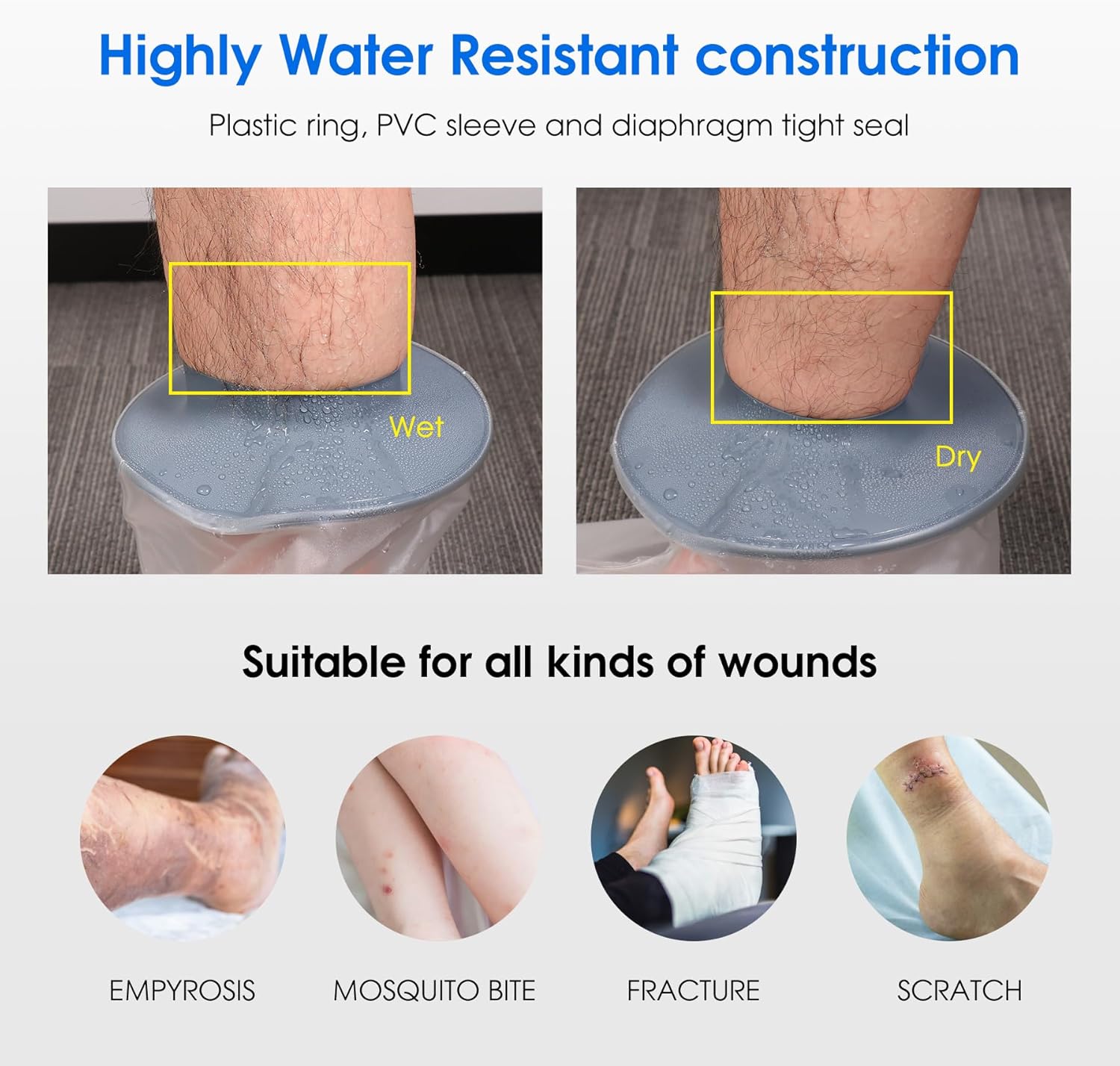 Detalle de Waterproof foot cast cover for showers