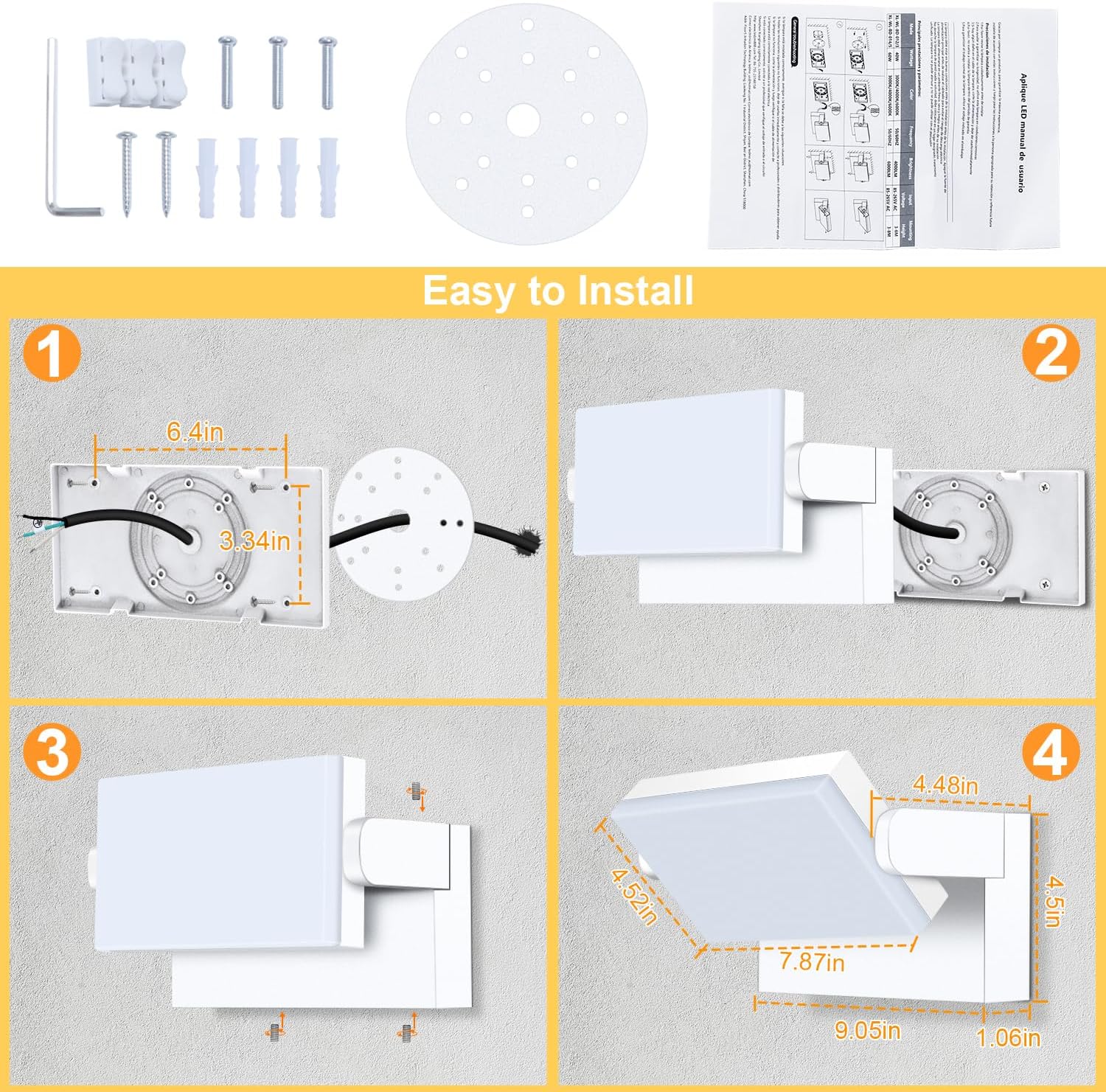 Thumbnail 6 de ledmo 60W LED-Außenwandleuchte (IP65) mit 360° schwenkbarem LED-Panel, 5.000 Lumen, 3.000K warmweiß