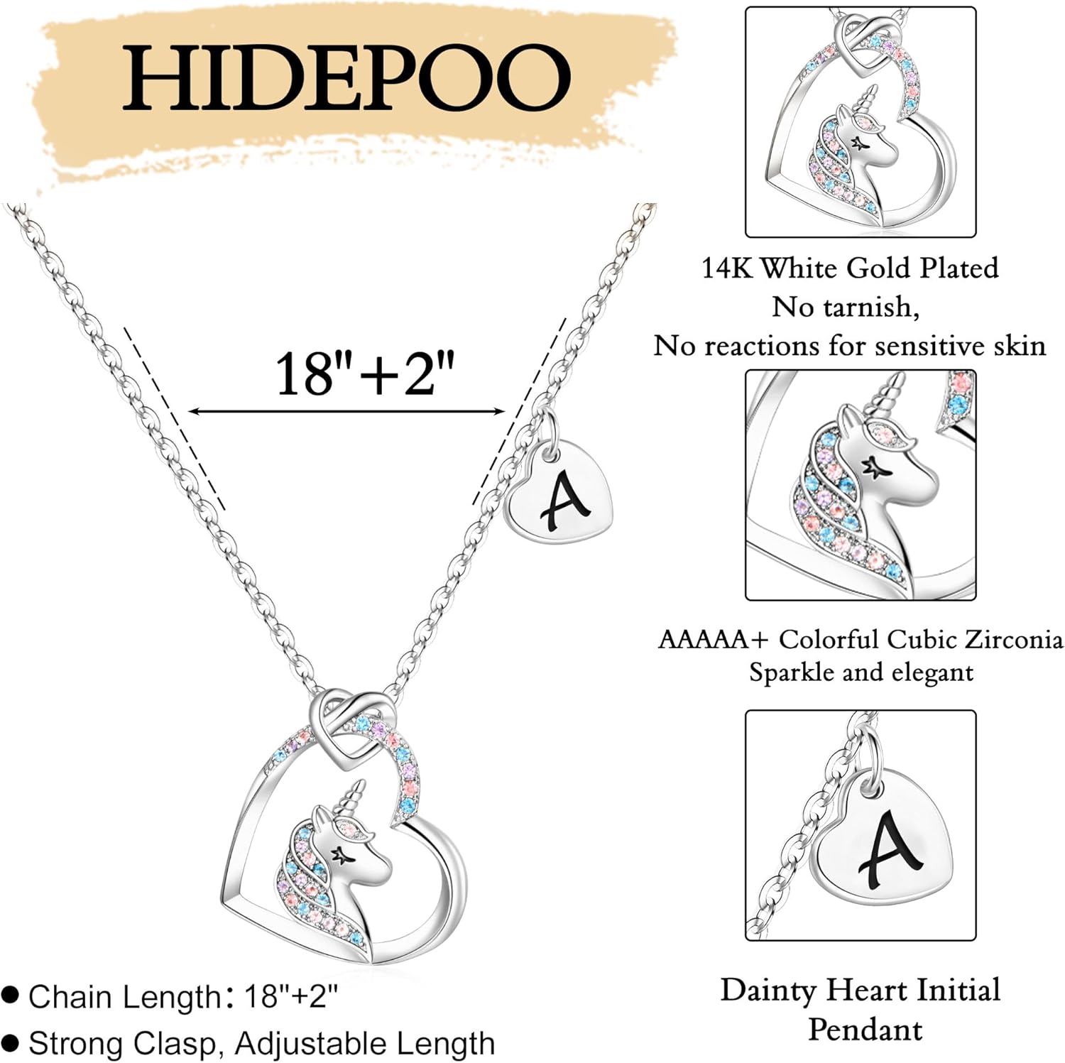 Thumbnail 4 de Hidepoo Unicorn Necklace Heart Pendant
