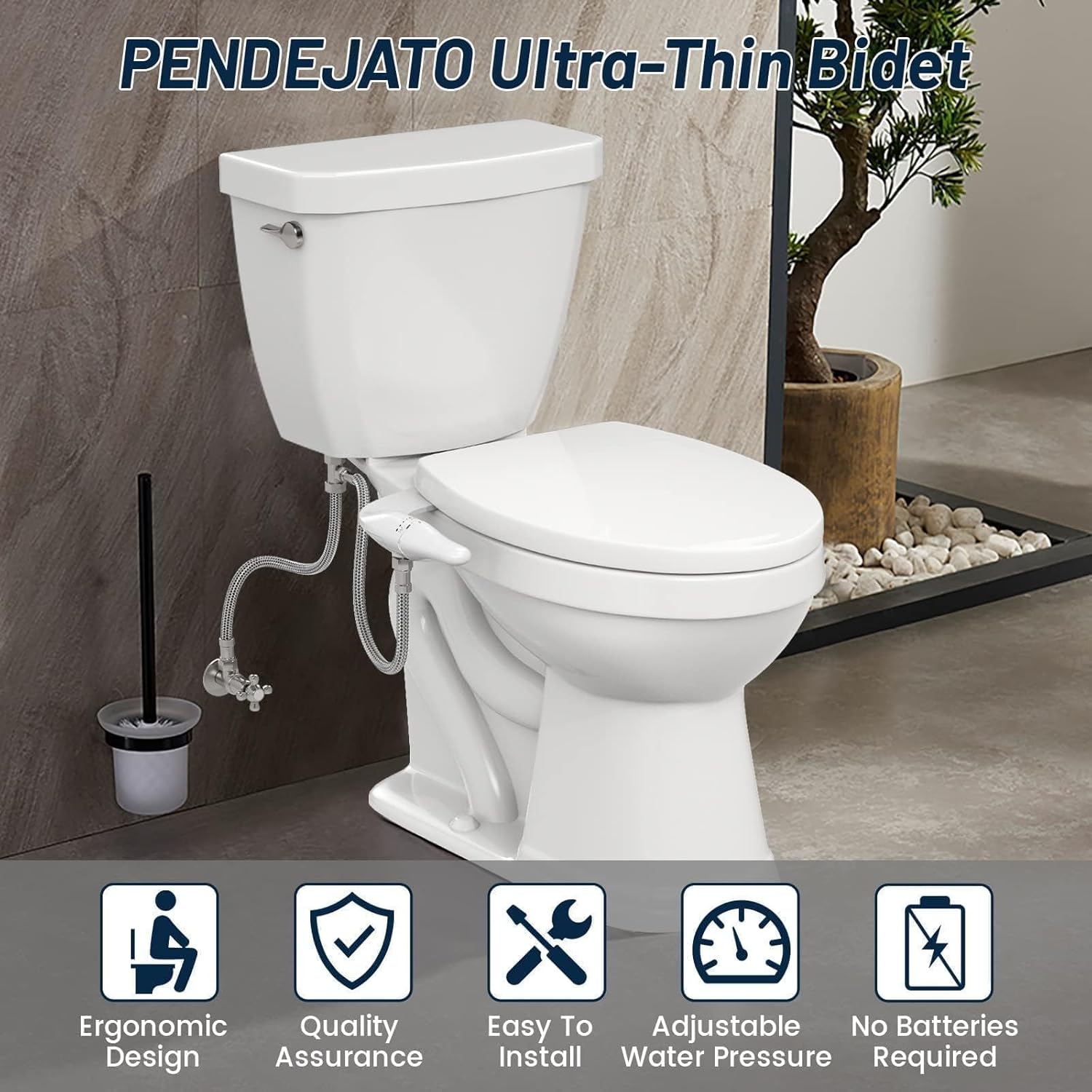 Thumbnail 6 de PENDEJATO Inserto per bidet ultra sottile per WC – due ugelli, pressione regolabile e installazione rapida