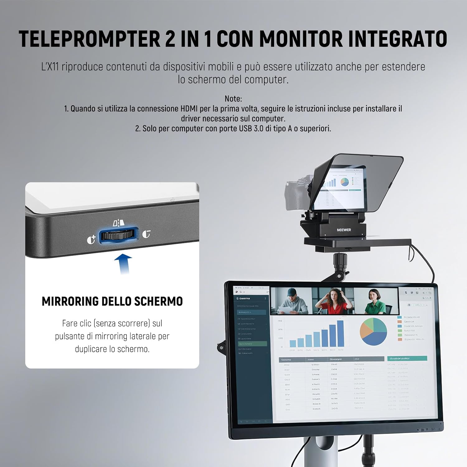 Detalle de NEEWER X11 Teleprompter 11" streaming