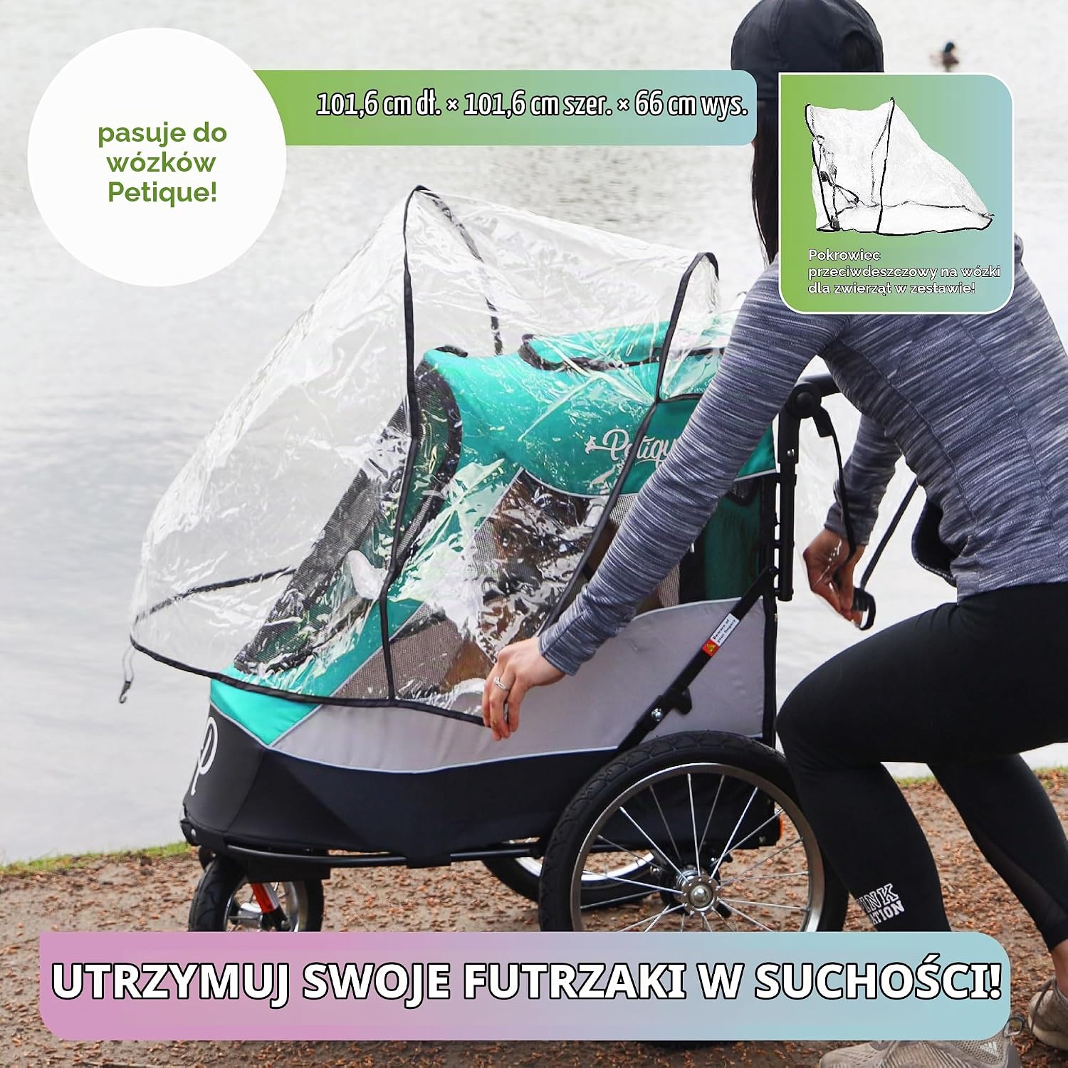 Thumbnail 6 de PETIQUE Trailblazer Jogger Neptune – turkusowy wózek dla zwierząt z wentylacją 360°