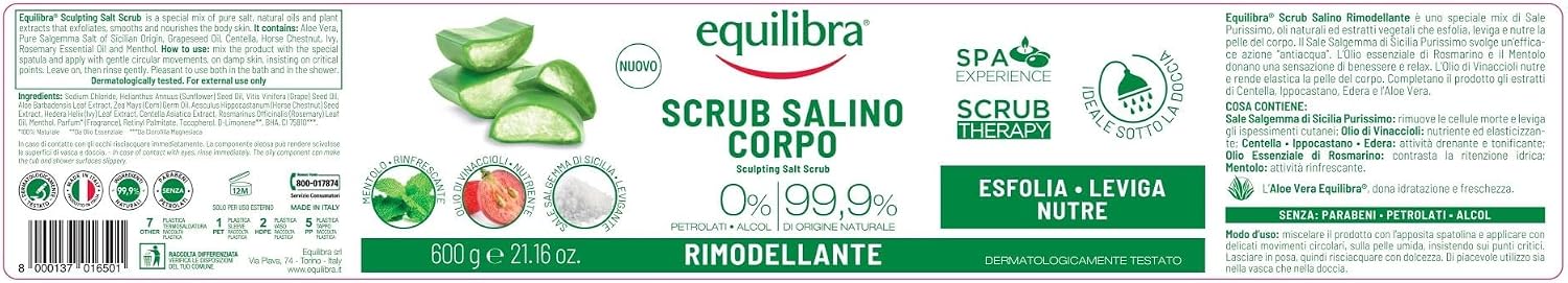 Thumbnail 5 de Equilibra Corpo Scrub Salino Rimodellante con Aloe Vera e Sali Marini, 2 x 600 g
