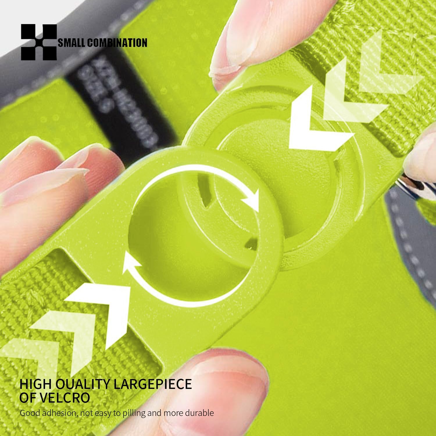 Detalle 2 de Small Combination Small Combination Combination Nylon Dog Harness with Reflective Strips, Adjustable Straps and Matching Lead (Bright Green, XXXS)
