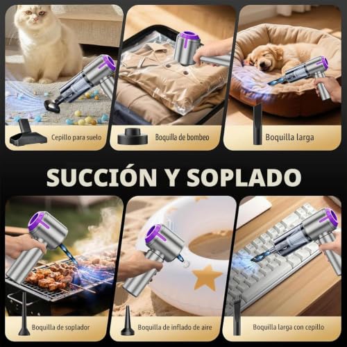 Detalle de Aspiradora sin Hilo SCOVEE para Coche y Hogar: 27000 Pa de Succión, 4 en 1 y 9 accesorios