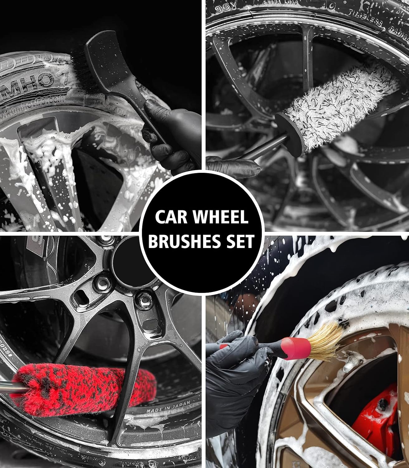 Detalle 2 de YeewayVeh Wheel brush kit 4-piece for alloy wheels 🧽