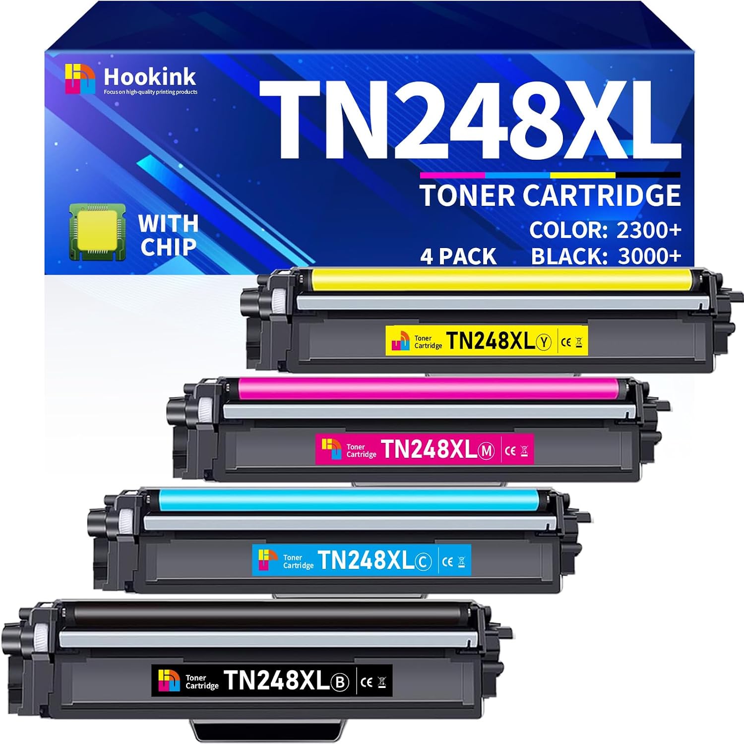 Detalle de Hookink TN248XL toner-cartridgeset, 4 kleuren voor Brother-printers