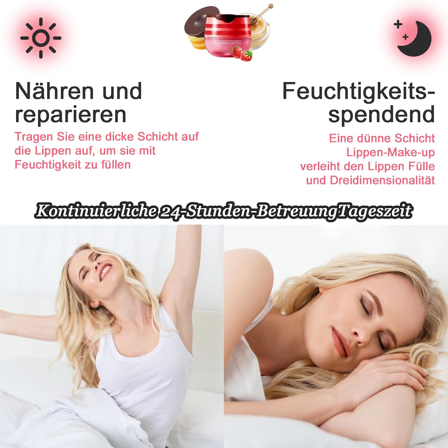 Detalle 2 de PENCHUAN Bee Balm lippenbalsem, set van 4 voor dag- en nachtverzorging