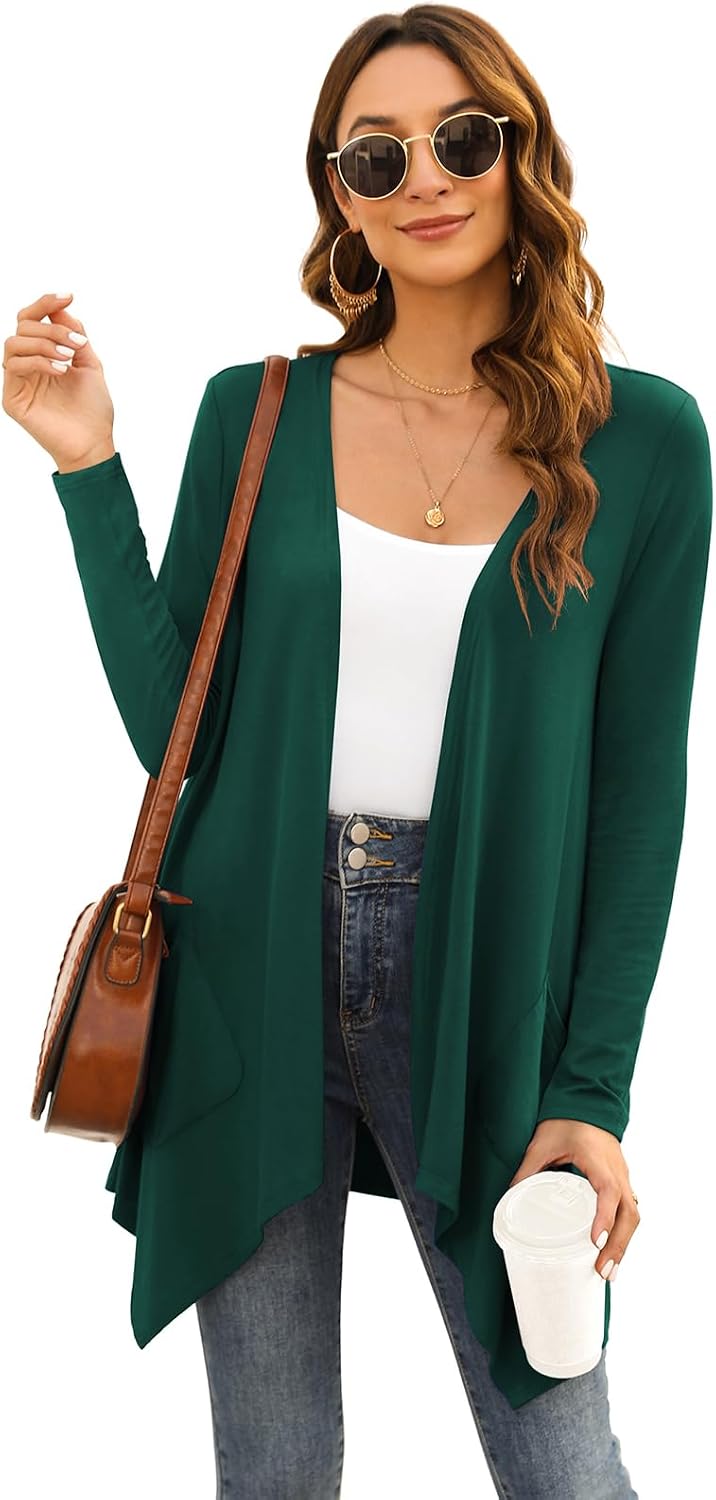 Detalle 2 de Veryoung Black Women's Lightweight Cardigan with Pockets and High-Low Hem