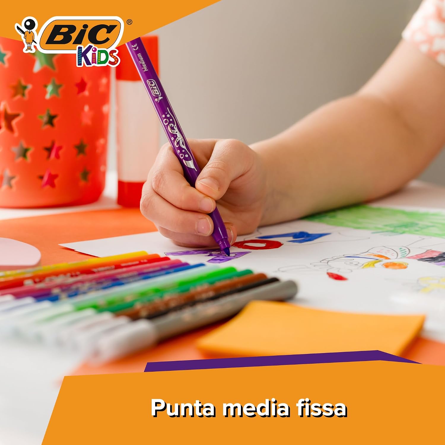 Detalle 2 de BIC Kids Kid Couleur Pennarelli con Punta Media in Feltro – 36 Colori Assortiti