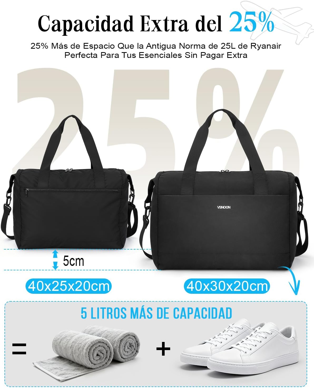 Detalle 2 de VSNOON Bolsa de Cabina 25L 40x30x20 Negra