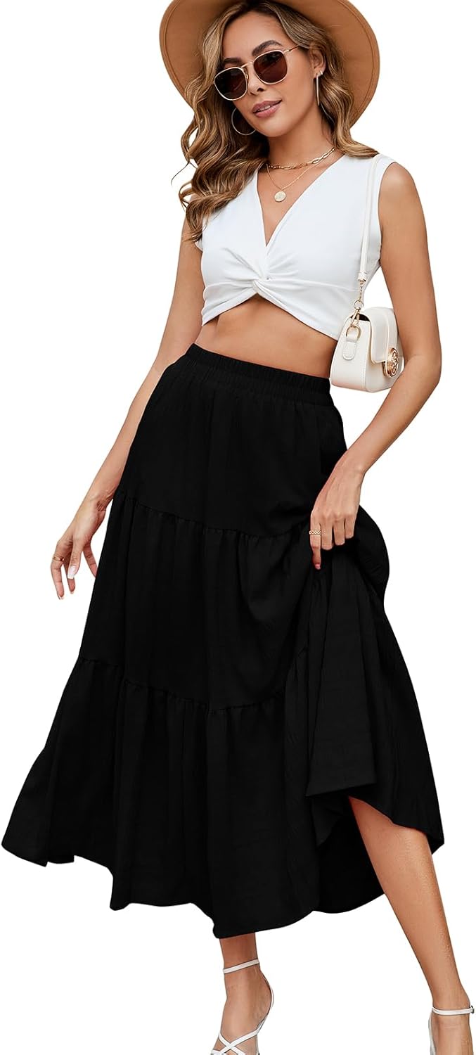 Thumbnail 3 de HUSKARY Smock Tiered Maxi Skirt with Pockets