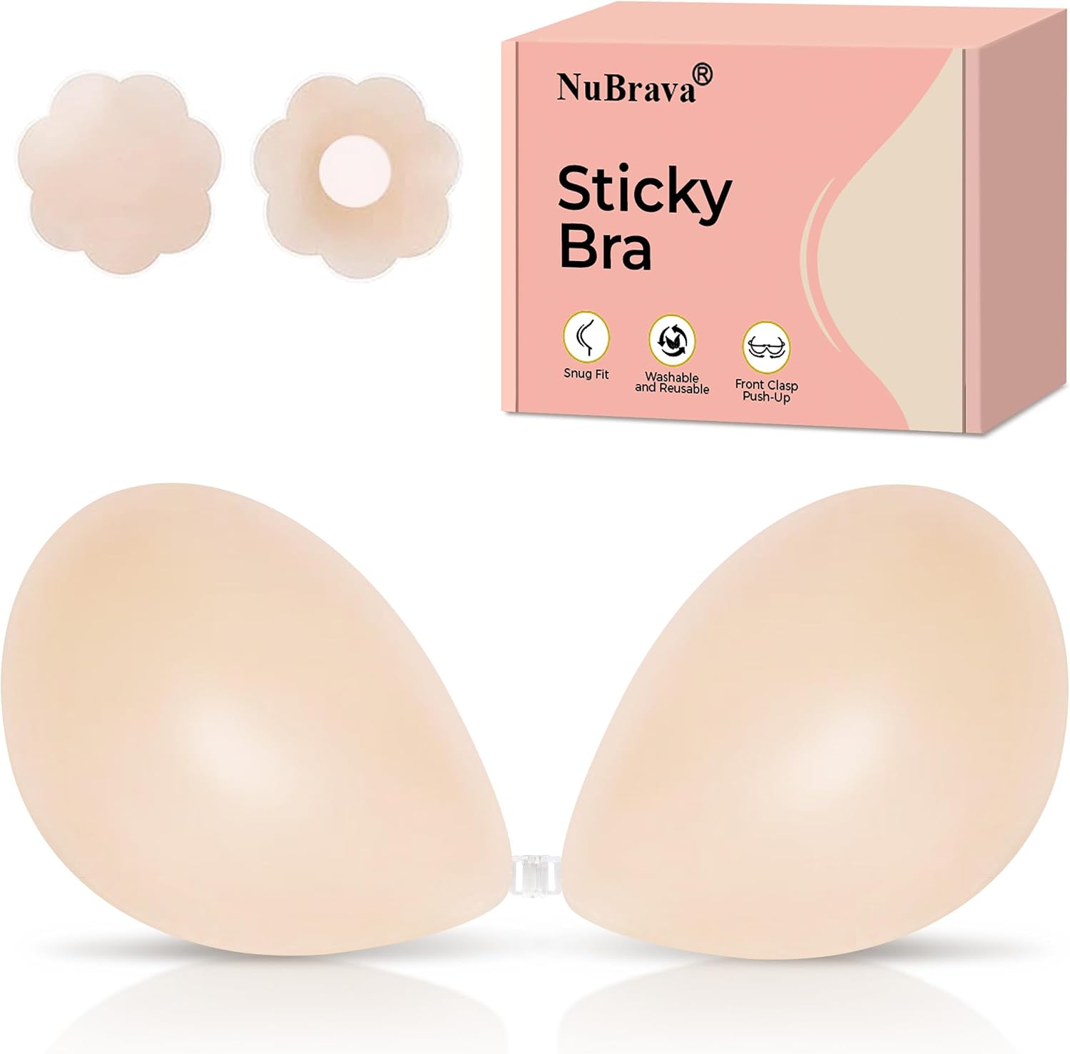 Thumbnail 6 de NuBrava Adhesive Bra Strapless Sticky Invisible Push Up Silicone Bra – Reusable for Backless Dresses