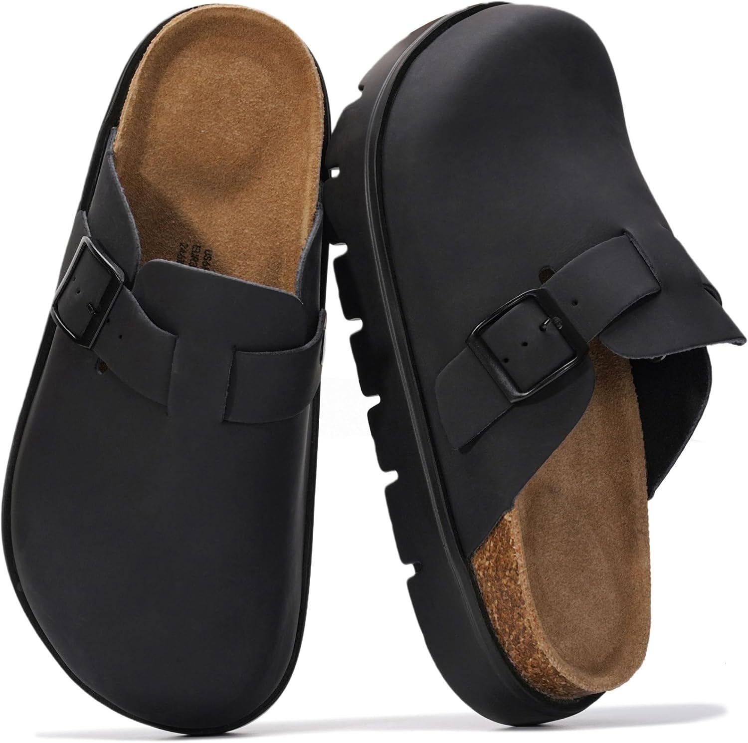 Detalle de Project Cloud BentonChunky Women's Leather Platform Clogs with Cork Footbed
