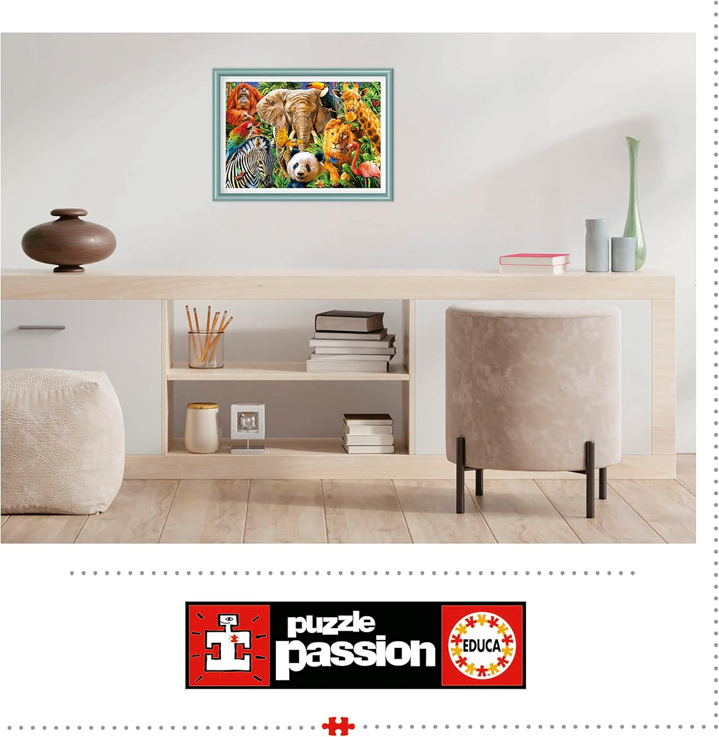 Thumbnail 4 de Puzzle Educa Collage Animaux Sauvages 500 pièces (Lion, Zèbre, Éléphant) – dès 11 ans, 48 x 34 cm