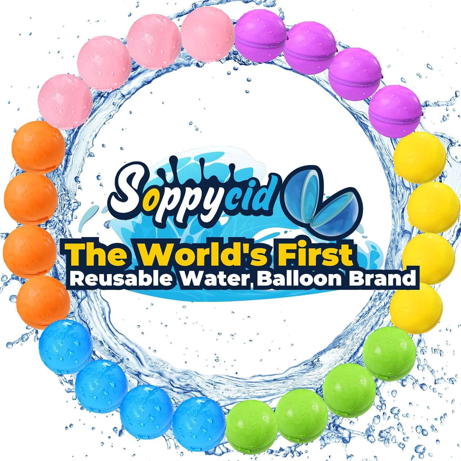 SOPPYCID Reusable Water Balloons (Quick Fill, Self-Sealing, Latex-Free Silicone)