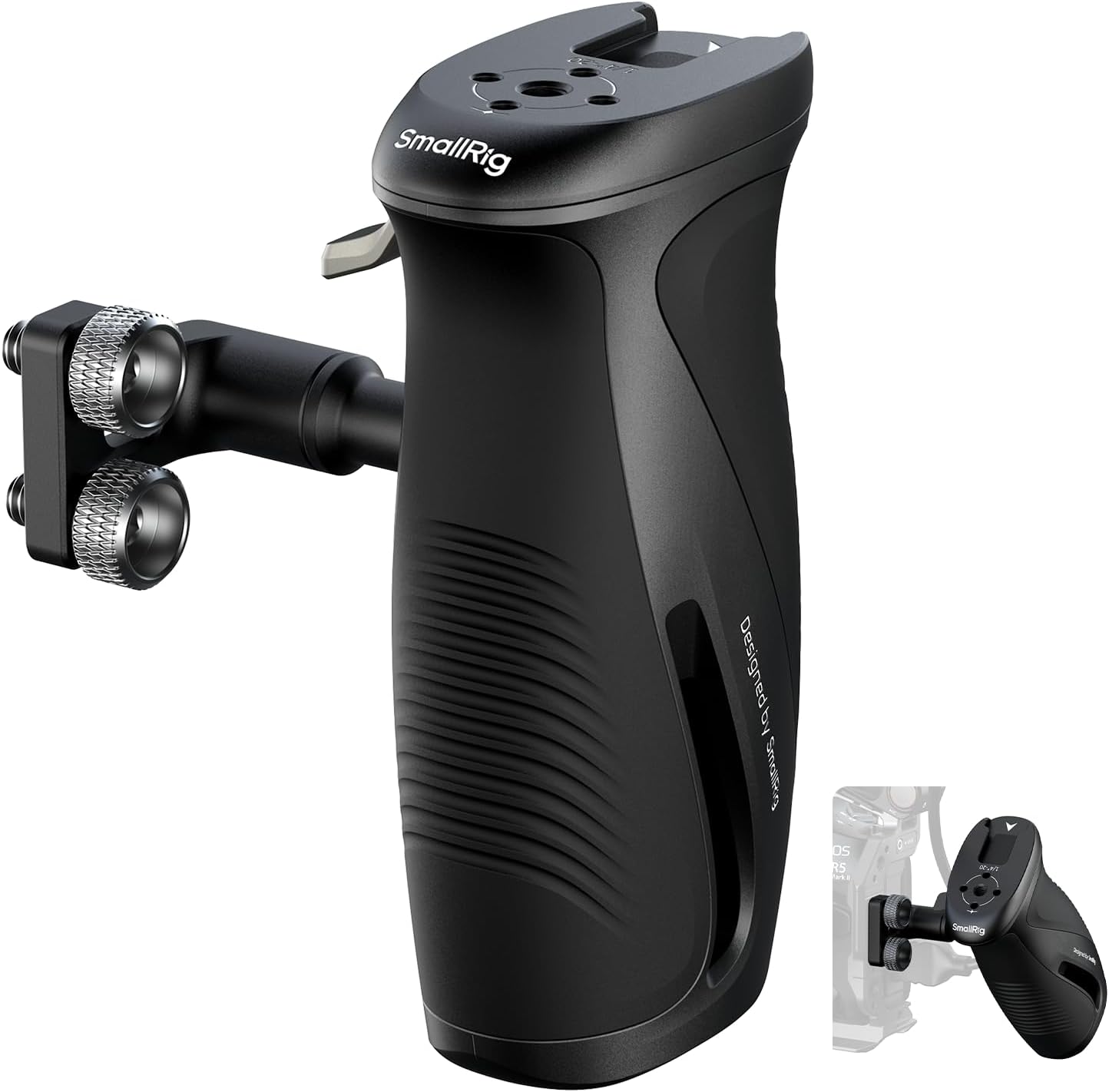 Detalle de SMALLRIG 5194 draaibare zijhandgreep voor camera’s met 360°-rotatie