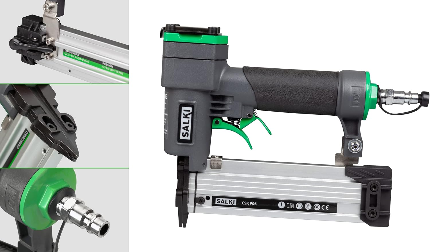 Detalle 2 de SALKI CSK P06 pneumatisk häftpistol med 0,6-stift i 15 och 30 mm