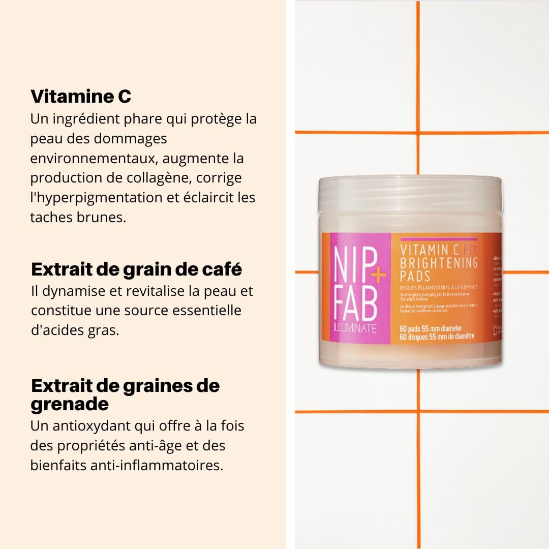 Thumbnail 4 de Nip+Fab Vitamin C Fix Brightening Pads (60 pièces) — tampons éclaircissants pour le visage à la vitamine C