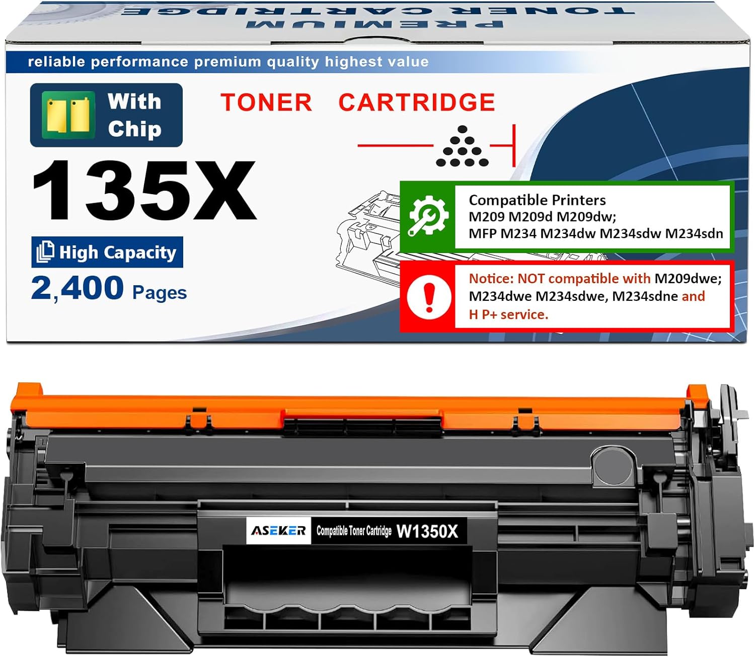 135X W1350X Toner Alta resa 2400 pagine per HP LaserJet 📠